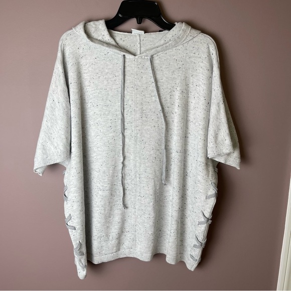 Cabi 3473 In Stitches Pullover Sweater Hooded Speckle Heather Grey L - Picture 3 of 9
